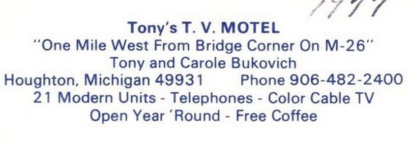 Tonys TV Motel - Vintage Postcard